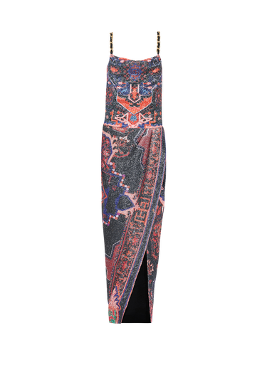 Robe longue à paillettes multicolores