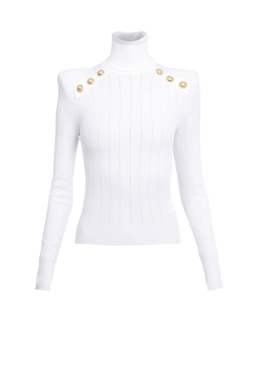 Knit sweater with gold-tone buttons
