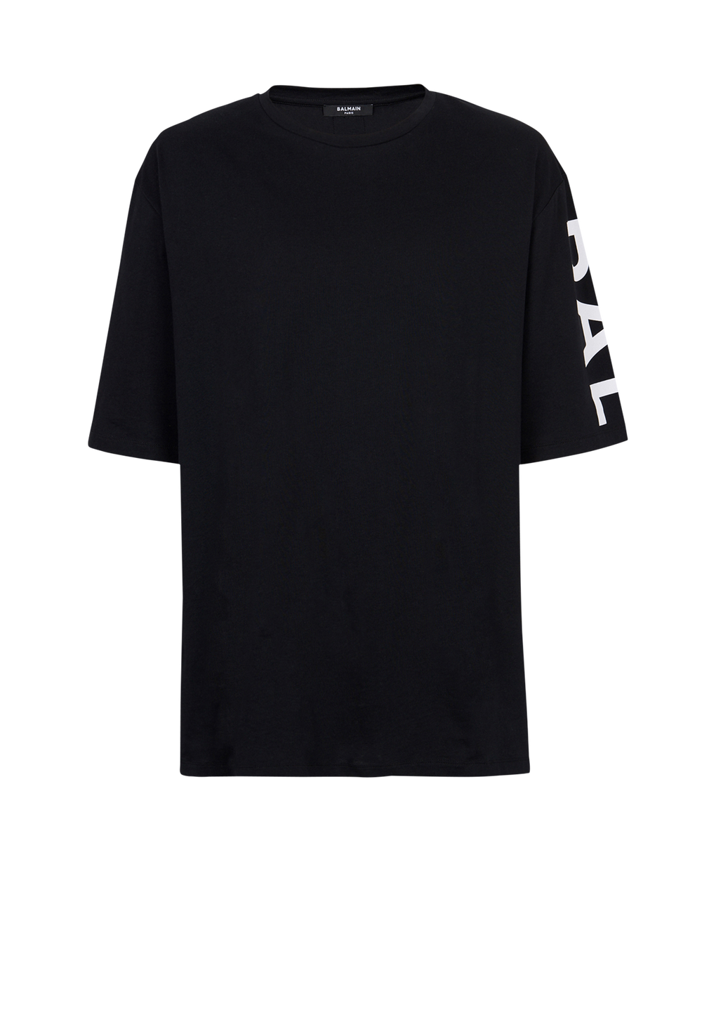Oversized eco-designed cotton T-shirt with Balmain logo print, black, hi-res