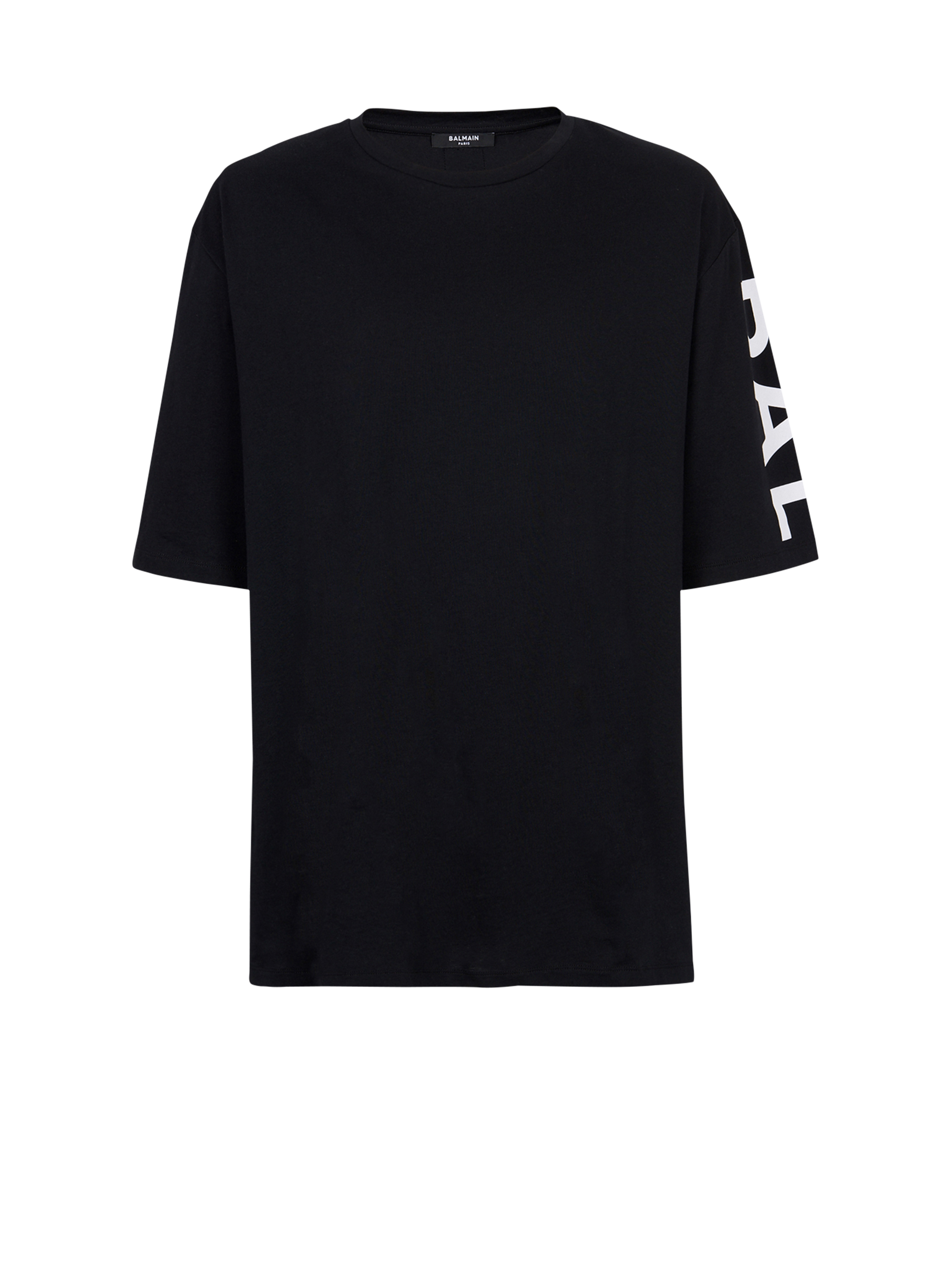 T-shirt oversize en coton imprimé logo Balmain, noir