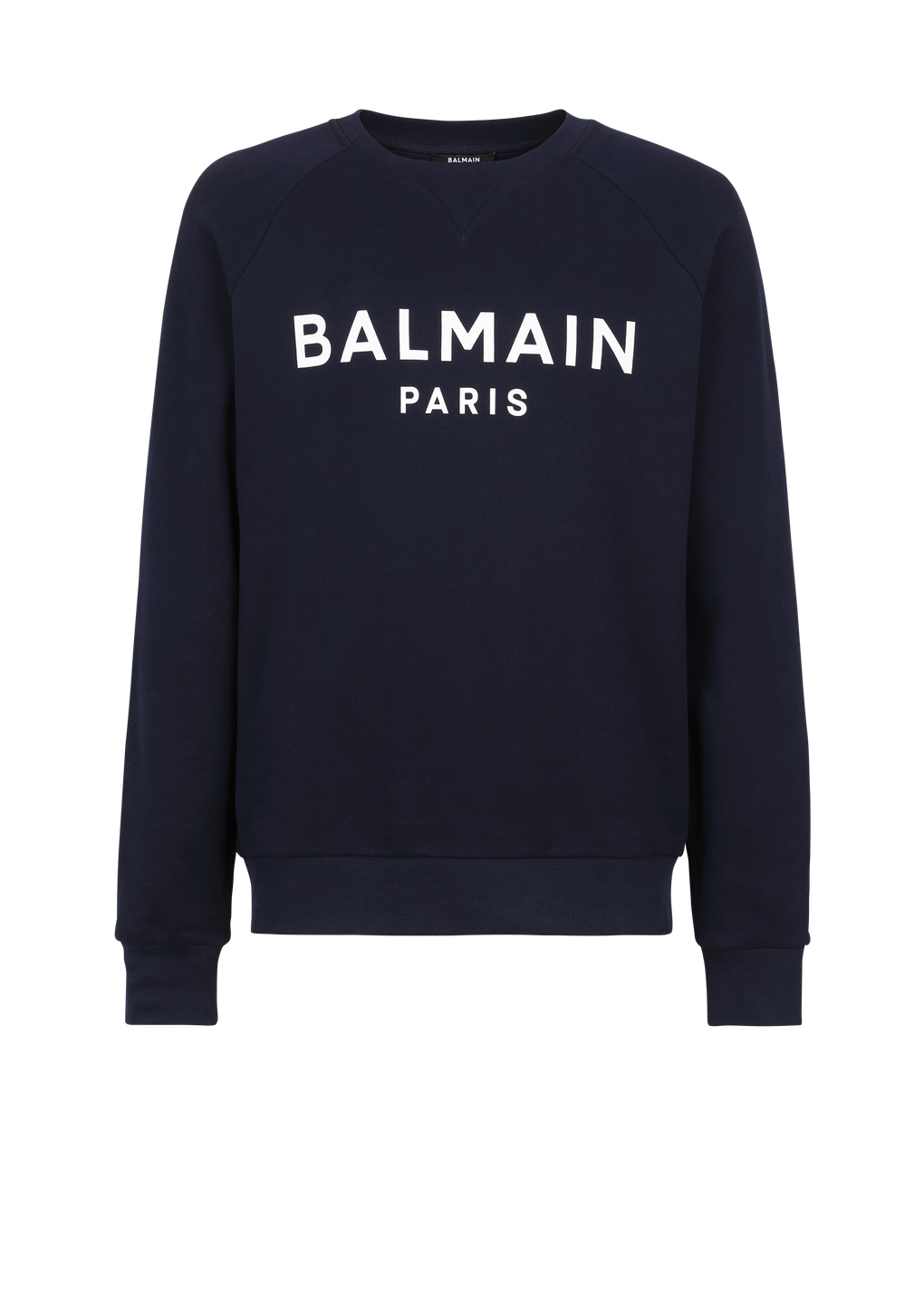 Sweat en coton floqué logo Balmain Paris, bleu marine, hi-res