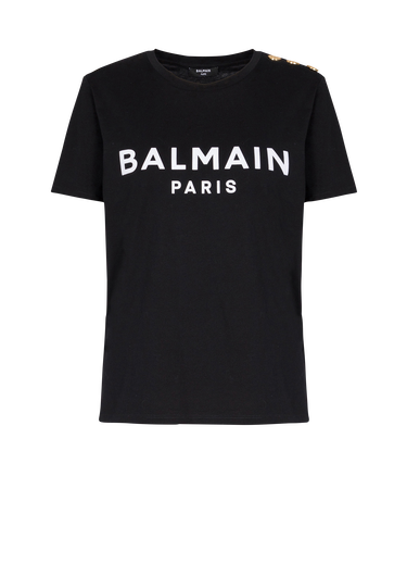 Eco-designed cotton T-shirt with Balmain logo print