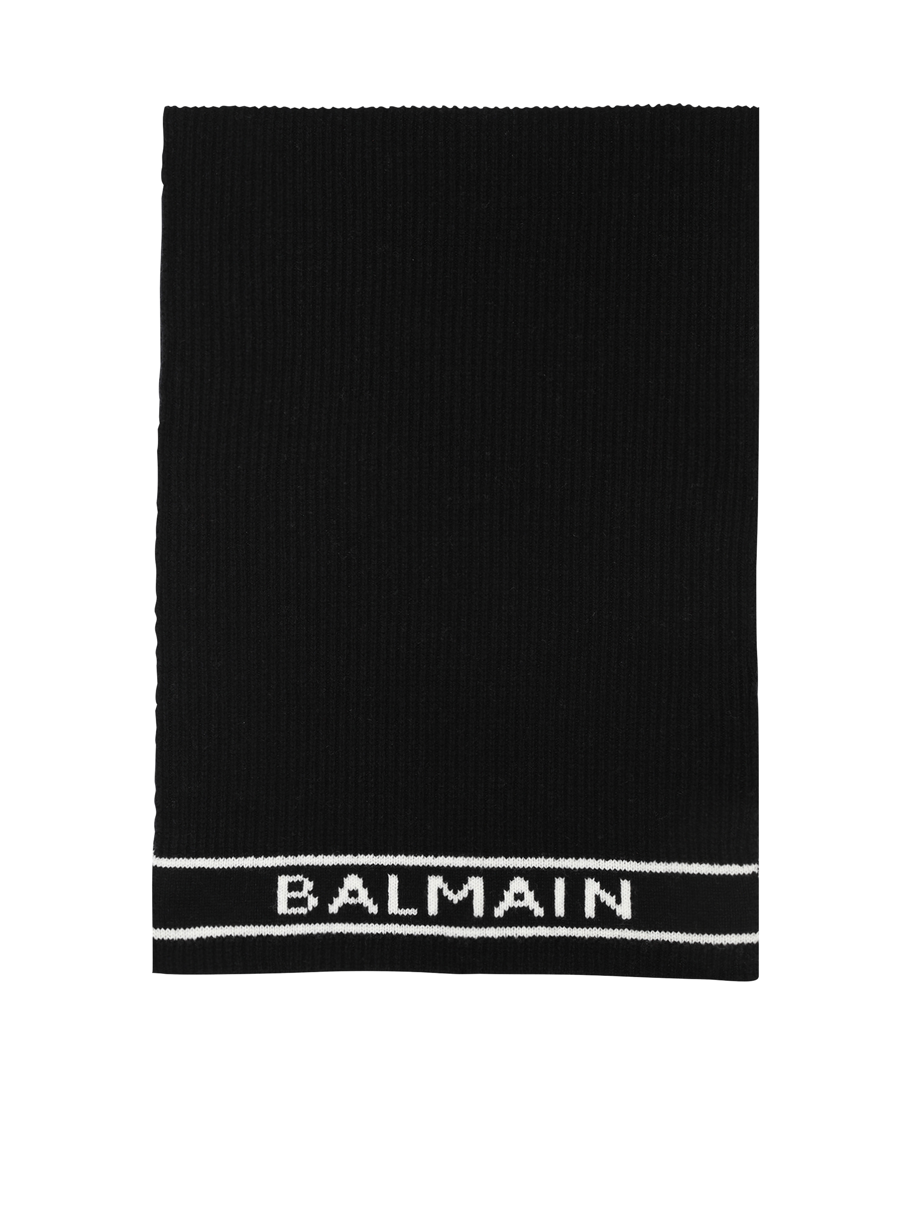 Écharpe en laine avec logo Balmain, noir