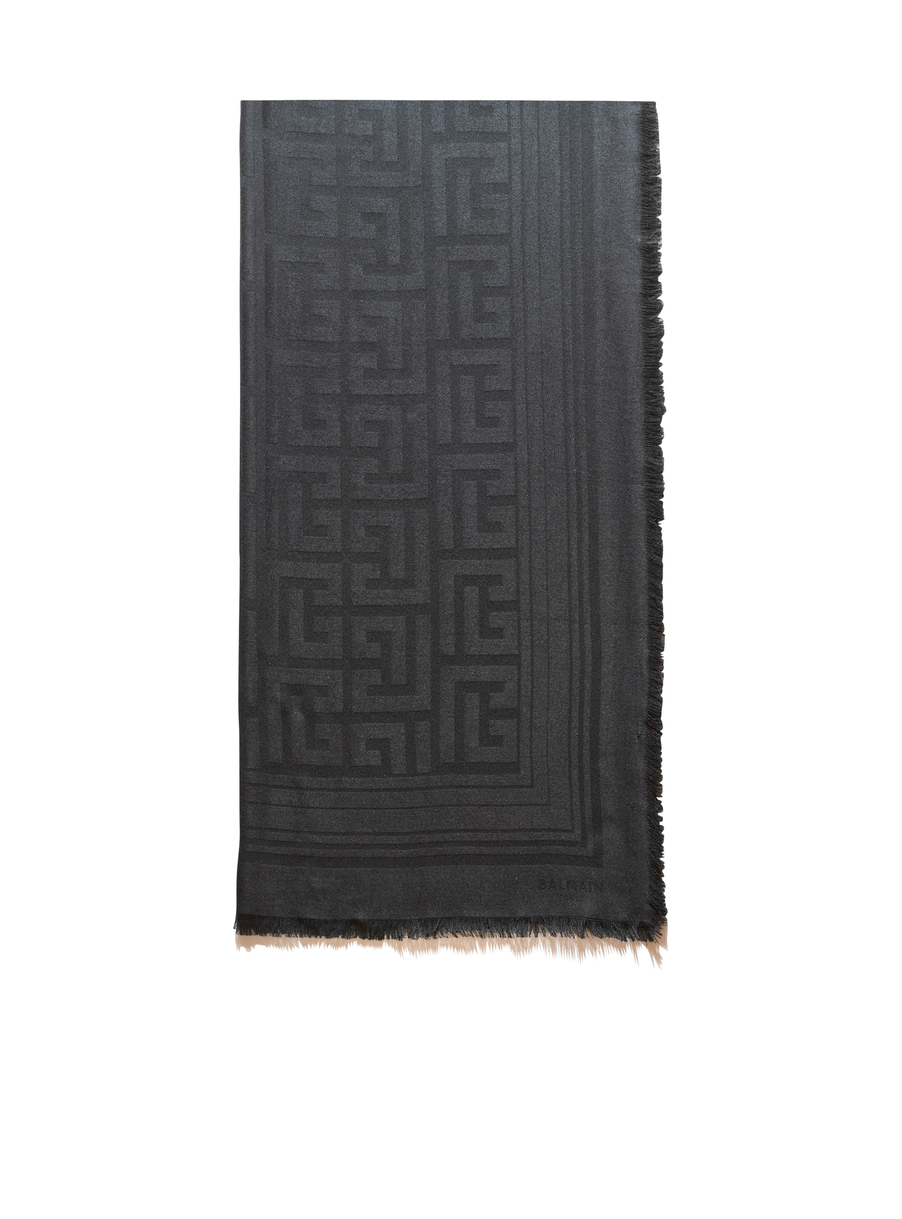 Viscose scarf with Balmain monogram pattern, black
