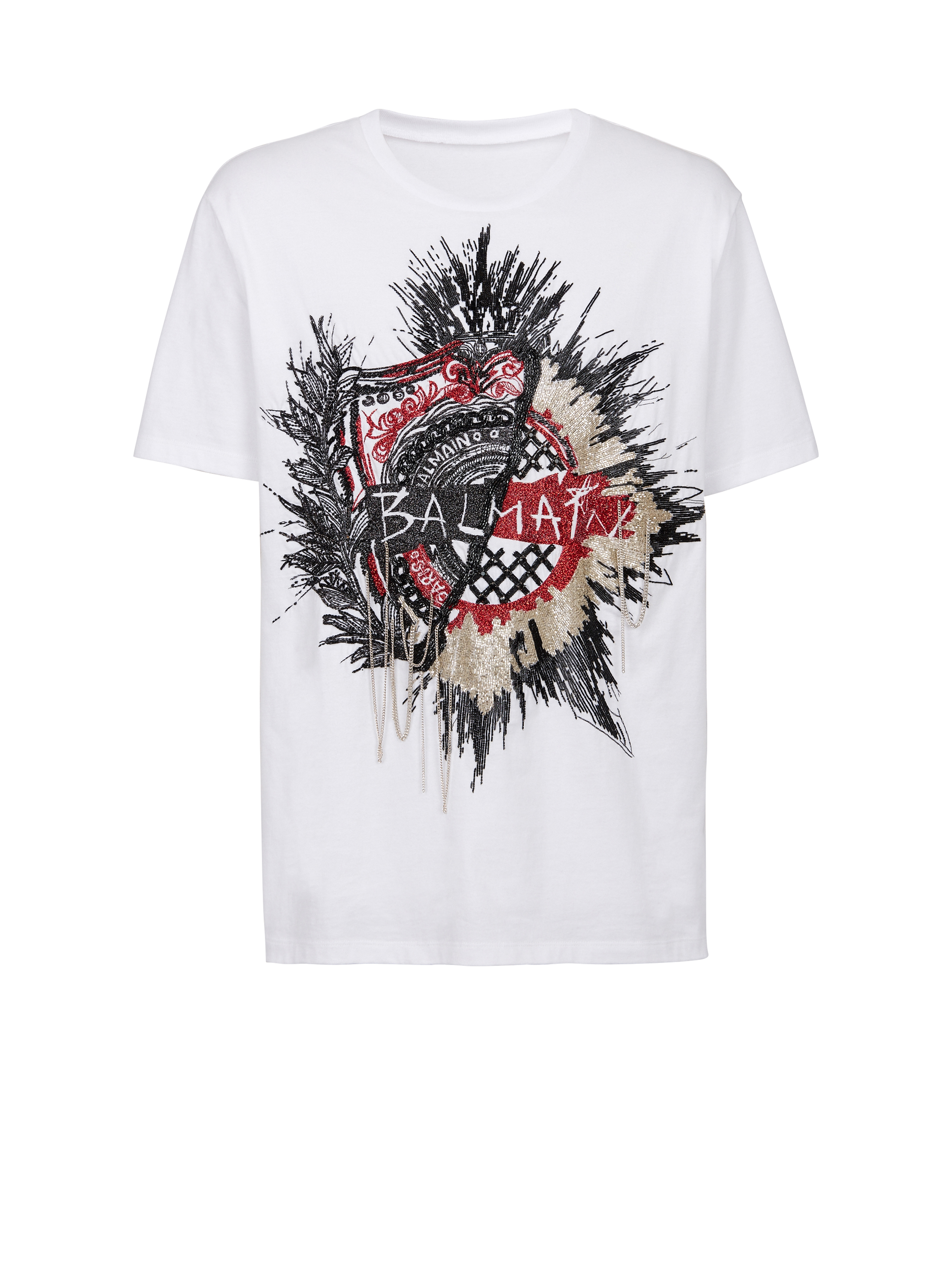T-shirt oversize en coton brodé logo Balmain, blanc