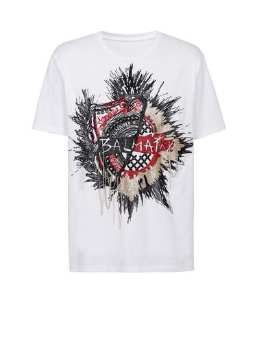 T-shirt oversize en coton brodé logo Balmain