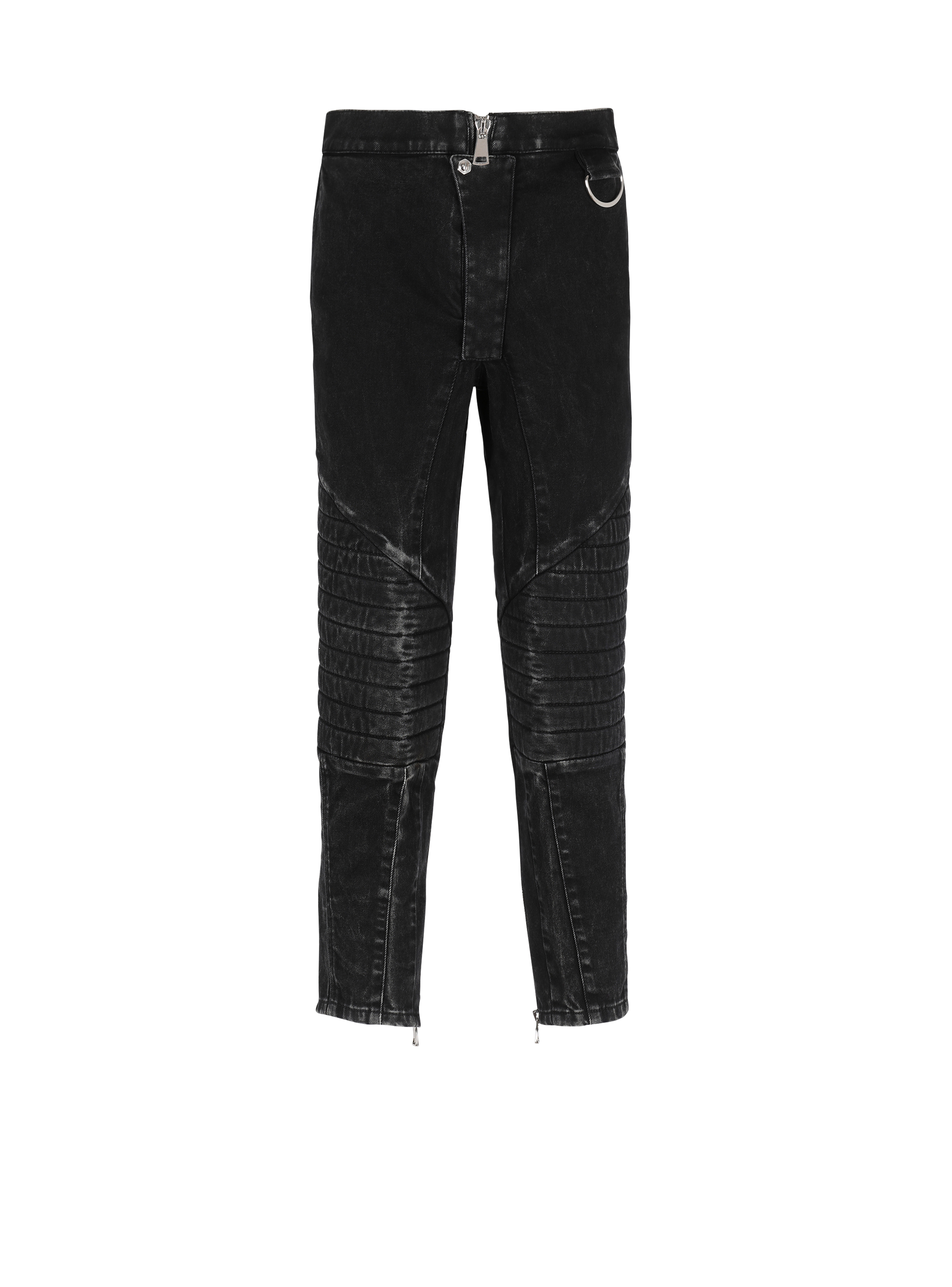 Ribbed cotton slim-fit jeans, black