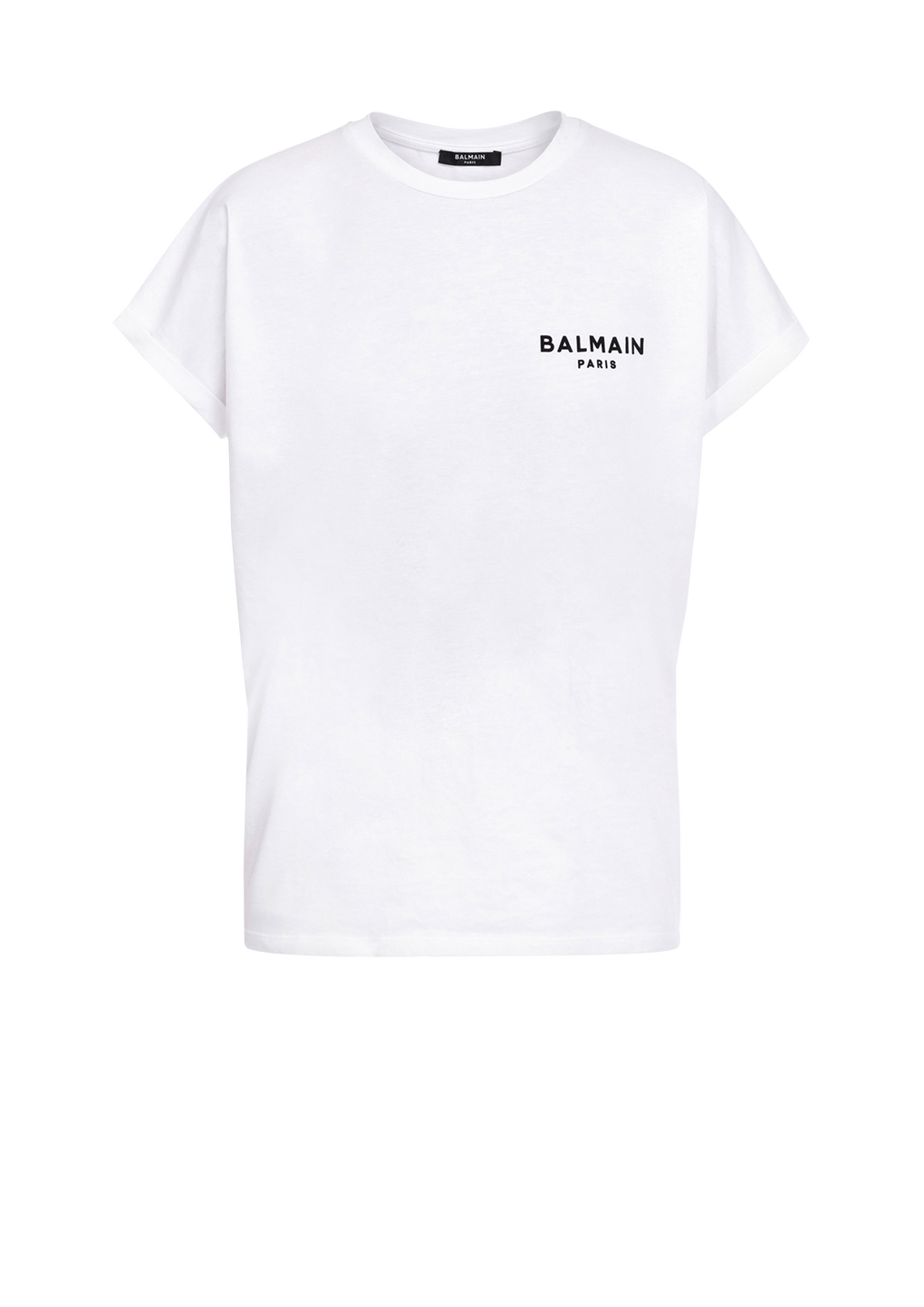 T-shirt en coton éco-design floqué petit logo Balmain, blanc, hi-res