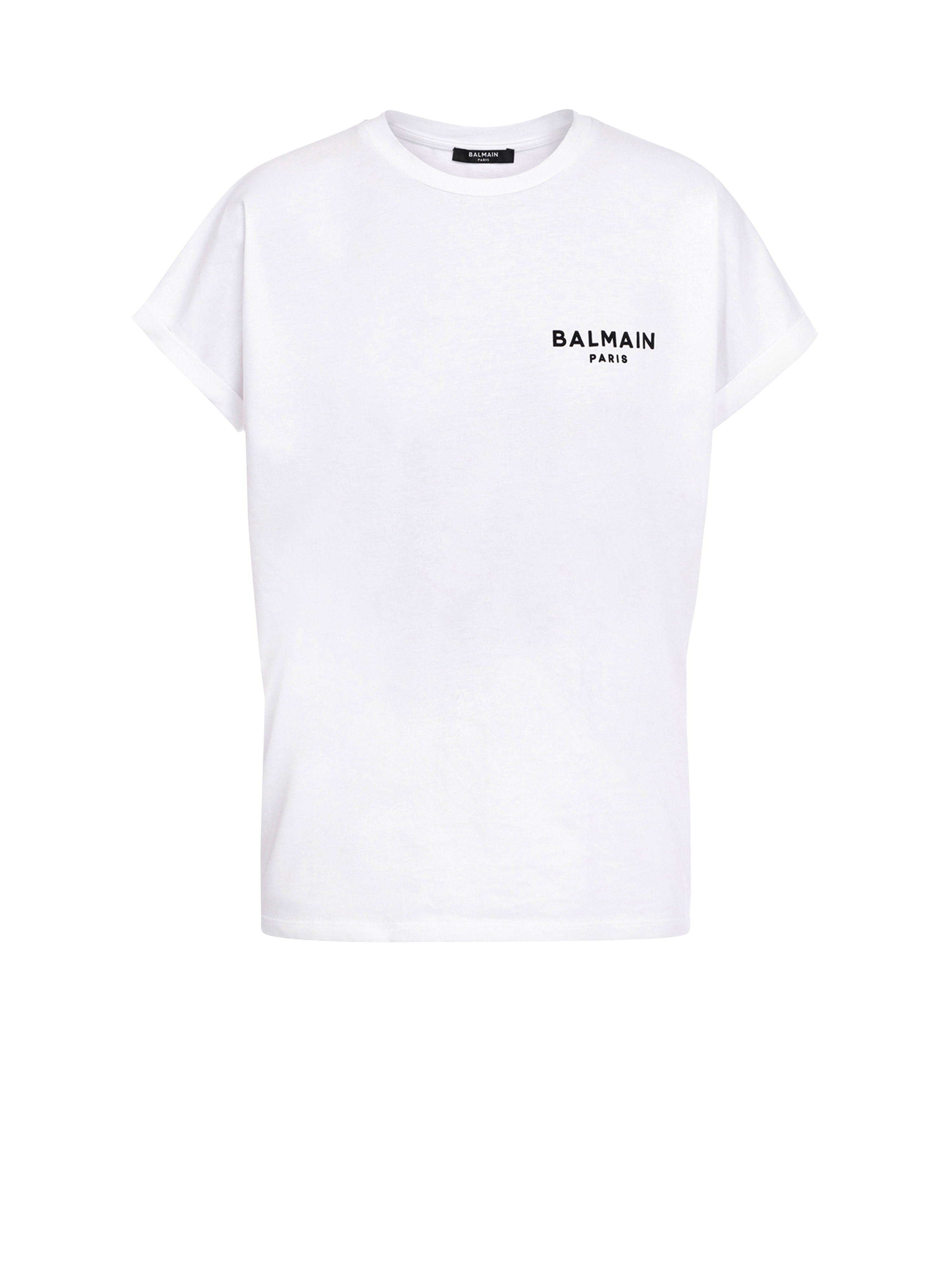 T-shirt en coton éco-design floqué petit logo Balmain, blanc