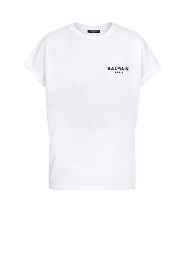 T-shirt en coton éco-design floqué petit logo Balmain