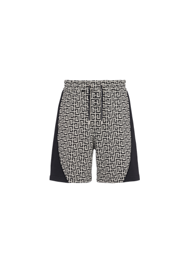 Cotton shorts with Balmain monogram and velcro logo
