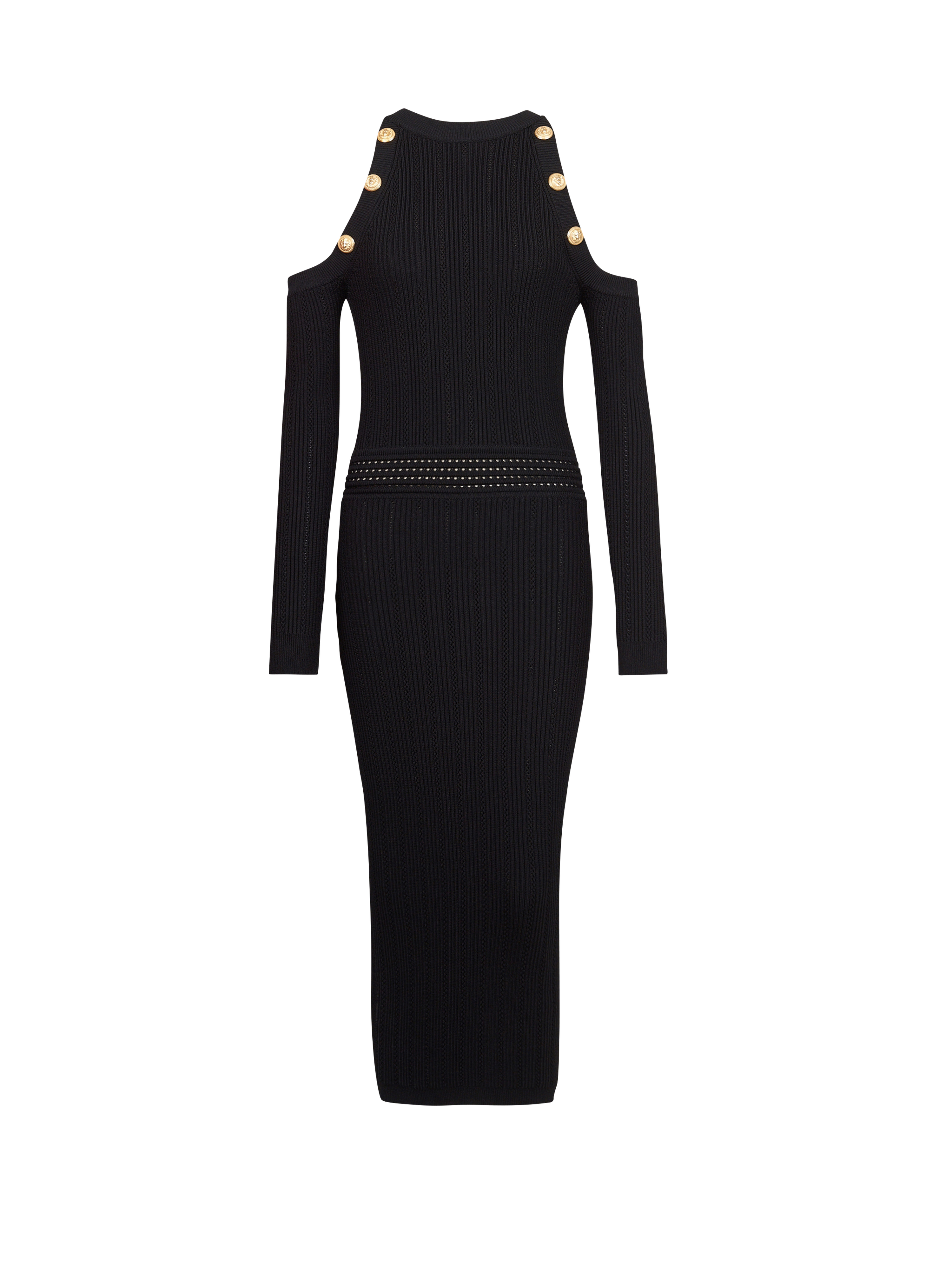 Mid-length knit dress, black