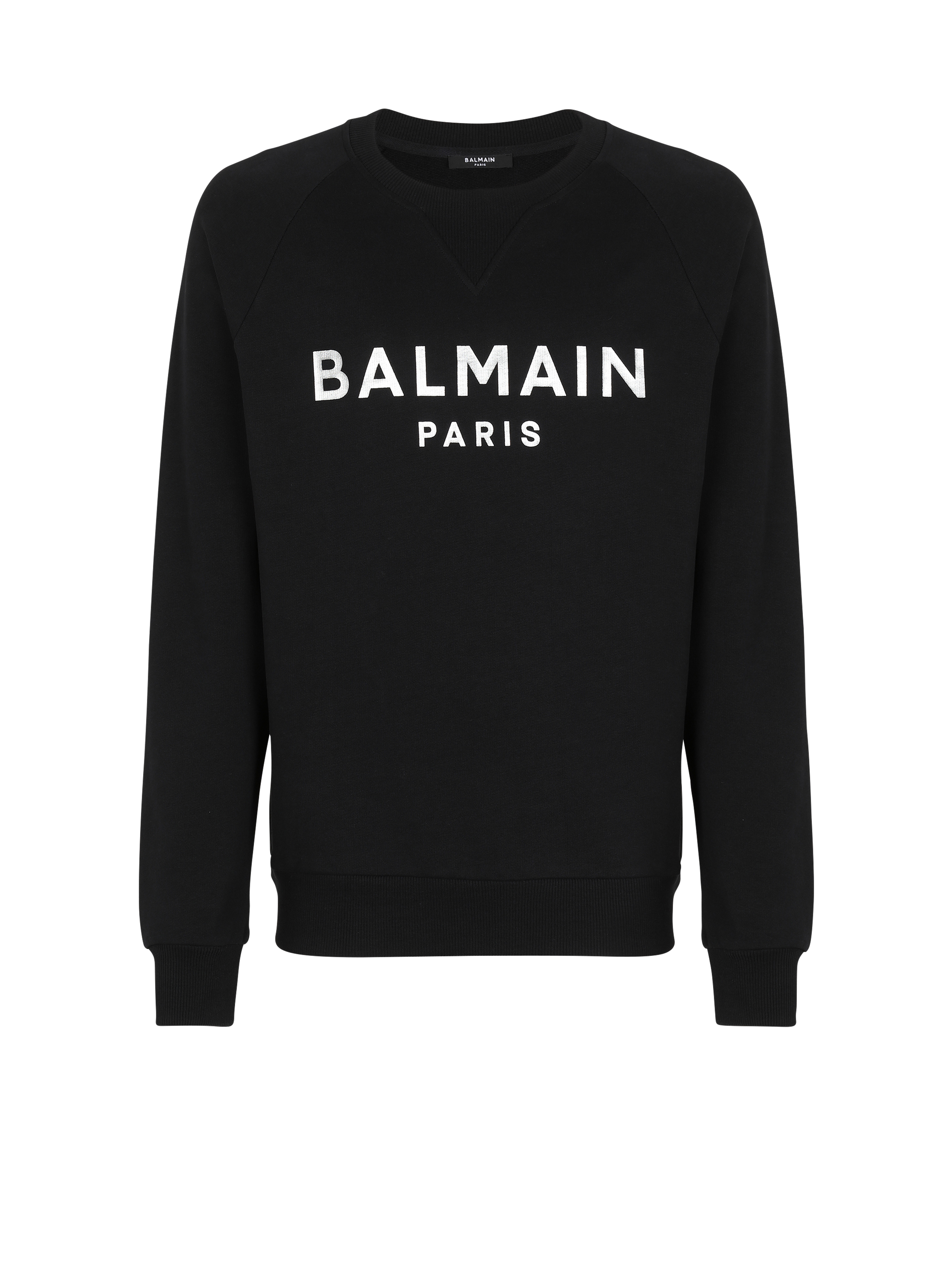 Sweat en coton éco-design imprimé logo Balmain, noir