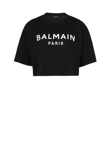 T-shirt court en coton imprimé logo Balmain