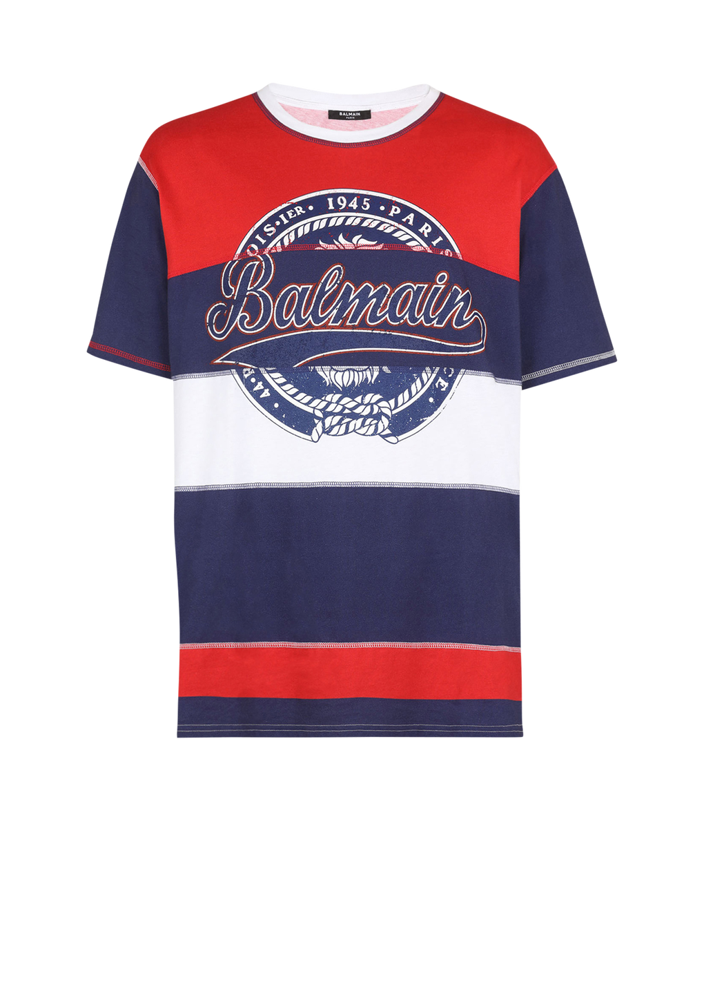HIGH SUMMER CAPSULE - T-shirt en coton mprimé logo Balmain Paris, multicolore, hi-res