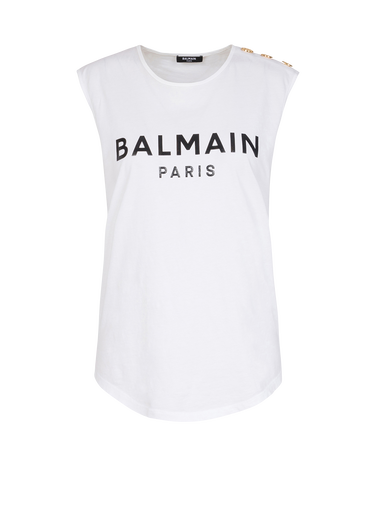 T-shirt en coton imprimé logo Balmain