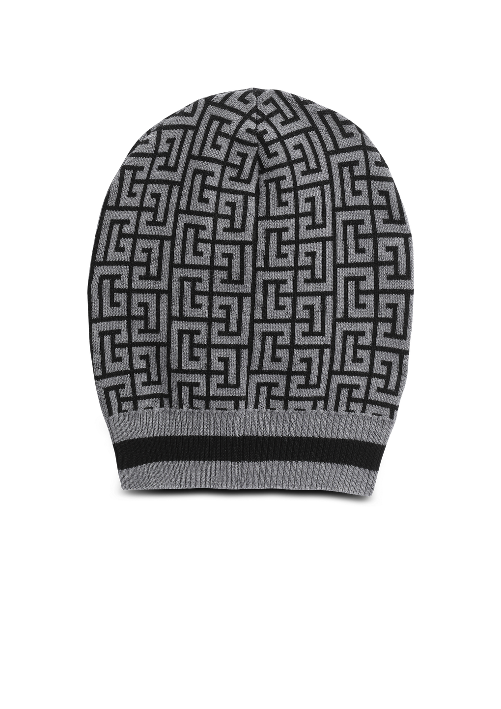 Balmain monogram embroidered wool hat, grey, hi-res
