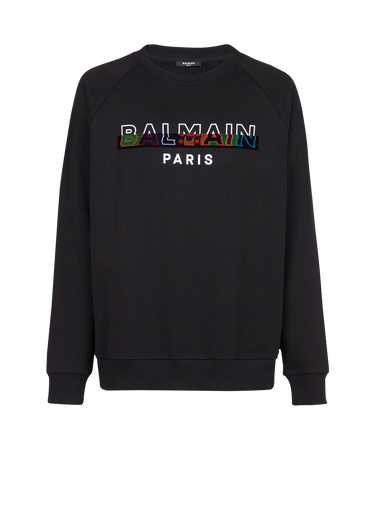 Sweat en coton éco-design imprimé logo Balmain Paris multicolore